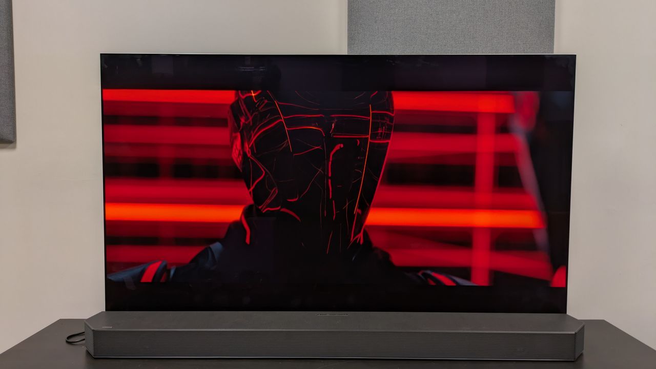 Tron: Ares 4K Blu-ray showing Ares masked, shown on LG G5