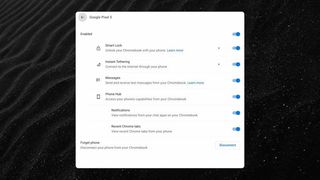 Phone Hub settings for Chrome OS Canary