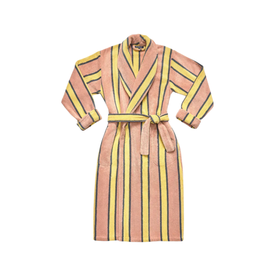 Brooklinen, Super-Plush Robe in Striped Cloudy Pink