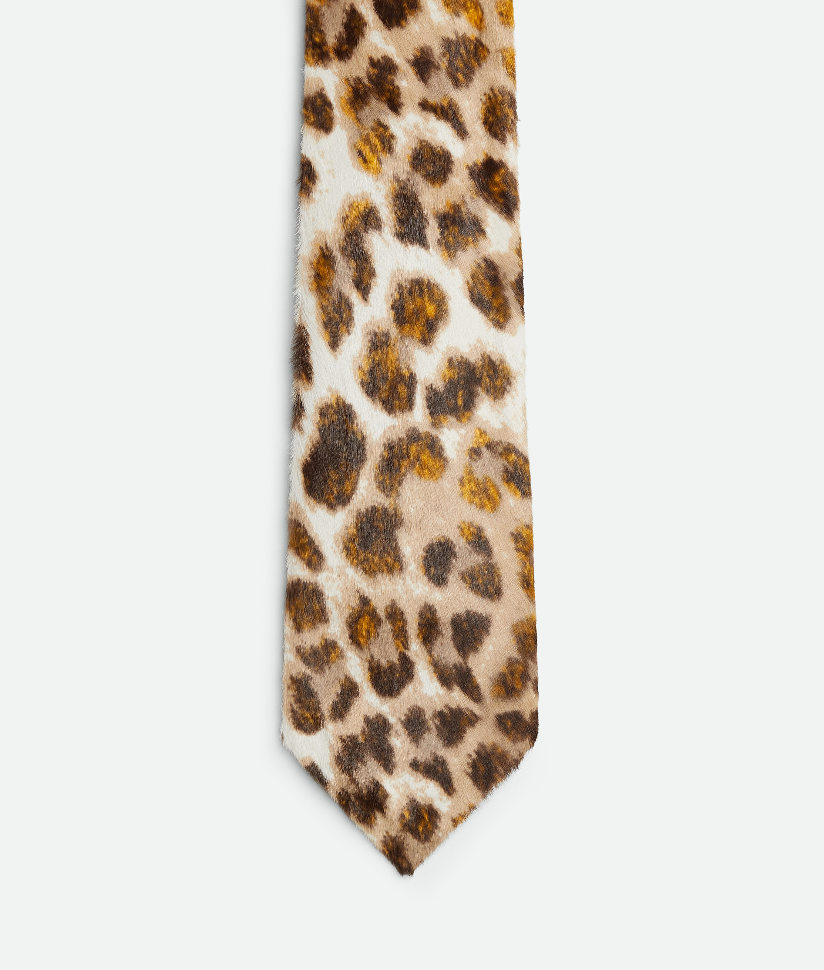 Men's Printed Leather Tie in White/beige/black/orange