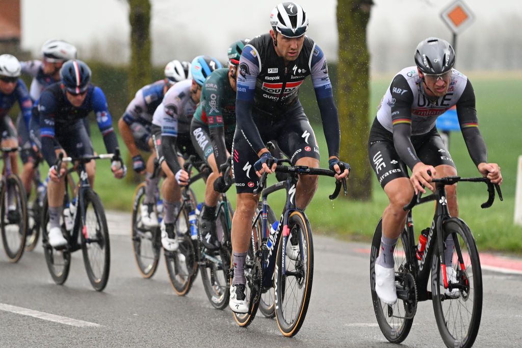 DE PANNE BELGIUM MARCH 22 Bert Van Lerberghe of Belgium and Team Soudal Quick Step competes in the breakaway during the 47th Minerva Classic Brugge De Panne 2023 a 211km one day race from Brugge to De Panne on March 22 2023 in De Panne Belgium Photo by Luc ClaessenGetty Images