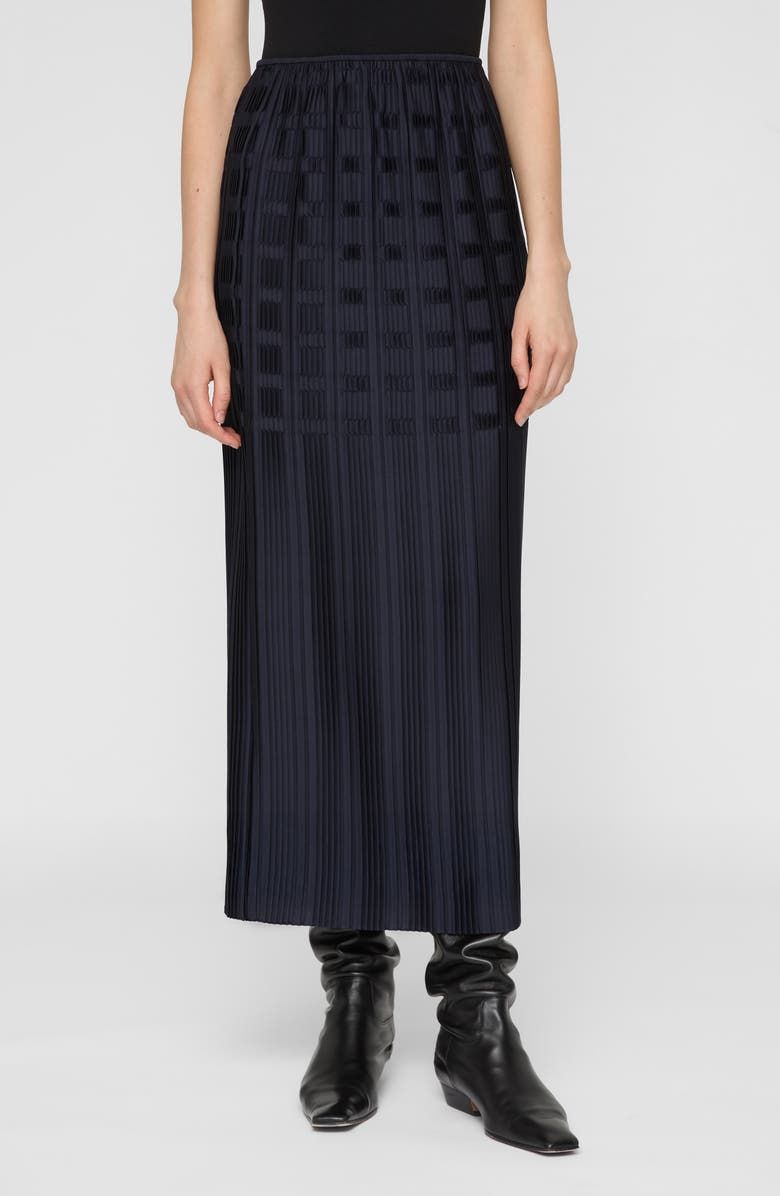 Basketweave Plissé Recycled Satin Maxi Skirt