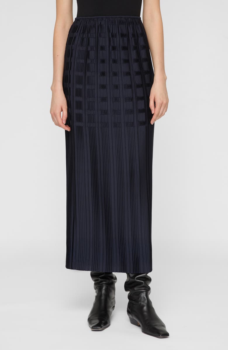 Basketweave Pliss&amp;eacute; Recycled Satin Maxi Skirt