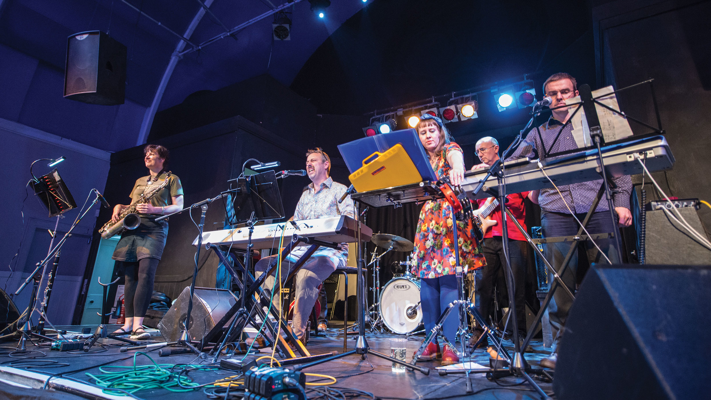 William D Drake and live band on stage at Eppyfest