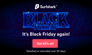 Surfshark banner displaying the 83% off Black Friday deal