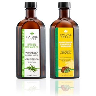 Nature Spell Rosemary Oil for Hair Growth Duo 150ml X 2, Treats Dry & Damaged Hair, Rosemary Oil Fusion Duo Pre-Diluted With Almond & Castor Oil, Made in the Uk