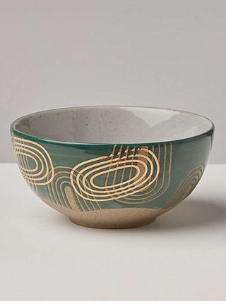 Oliver Bonas Camila Green & Gold Ceramic Bowl Small