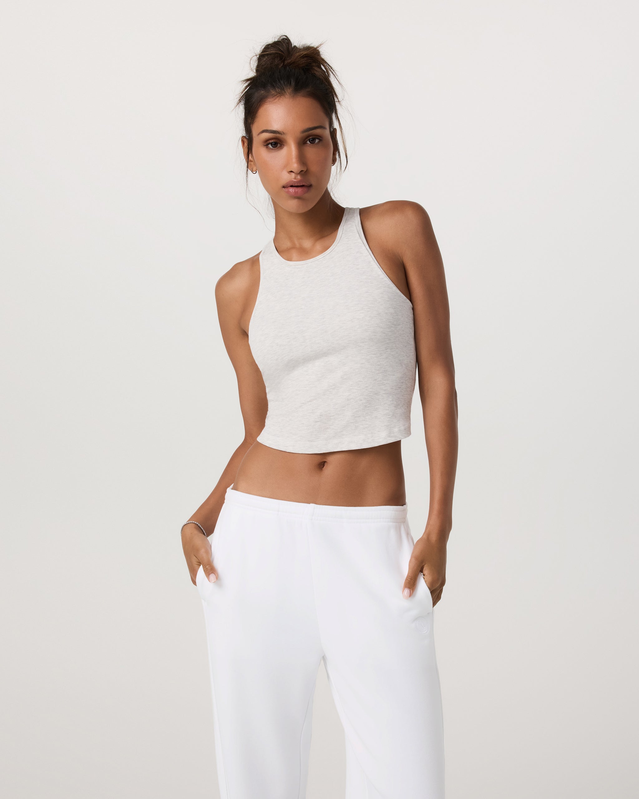 Pose Plyo Tank - White Heather - Xxs