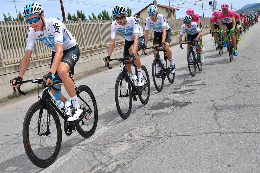 Chris Froome and his Team Sky teammates during stage 12 at the Giro d'Italia