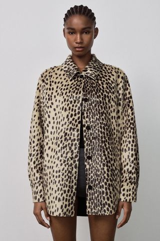 Faux Fur Animal Print Overshirt