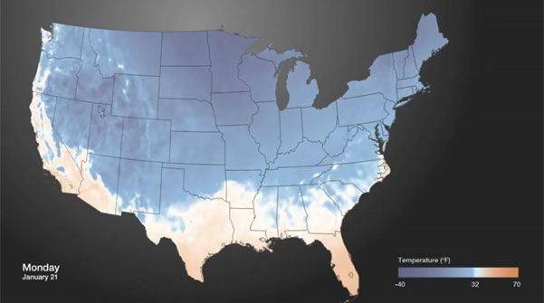 Invasion of Arctic air into US