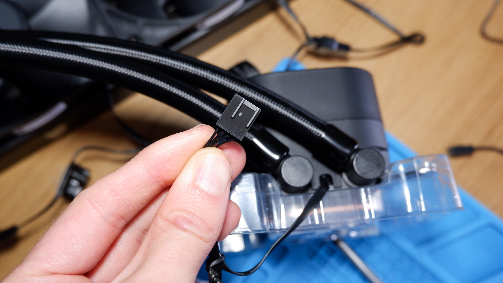 Corsair Nautilus 360 RS liquid cooler set-up on a test bench.