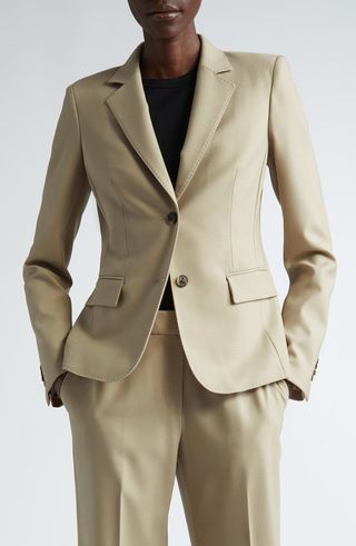 Fitted Stretch Wool Blazer