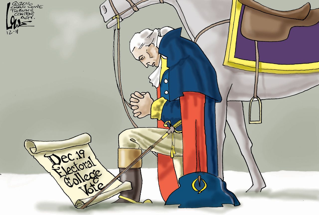 Political cartoon U.S. Electoral College vote date