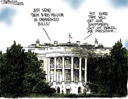 Editorial cartoon US Swimmer payment from White House