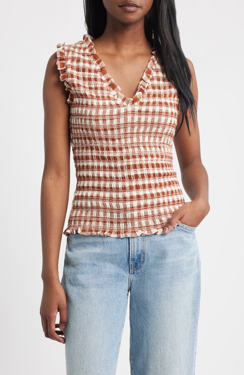 Plaid Smocked Tank Top