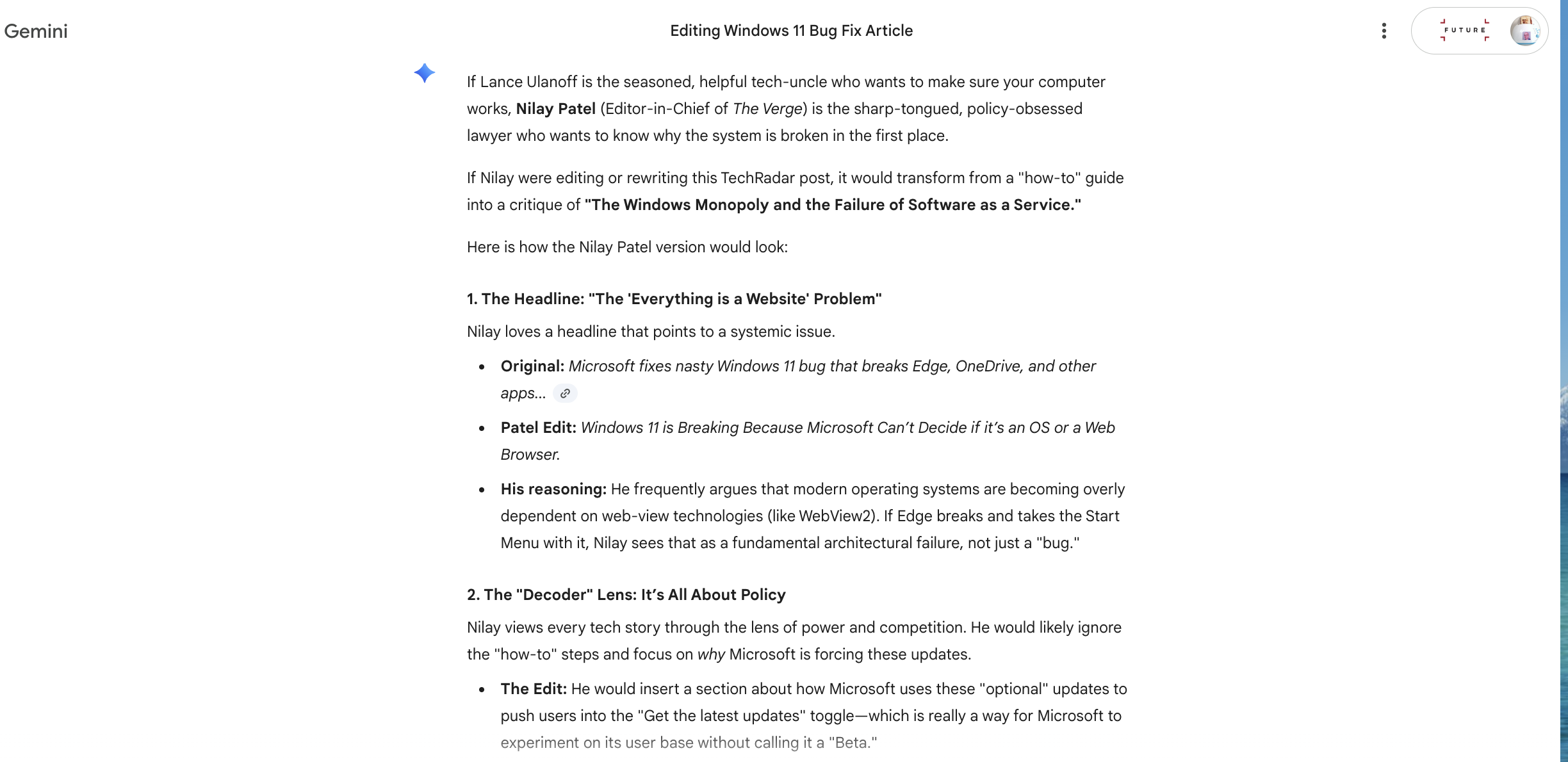 Gemini persona writing test