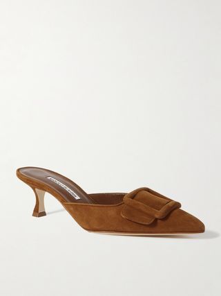 Maysale 50 Buckled Suede Mules