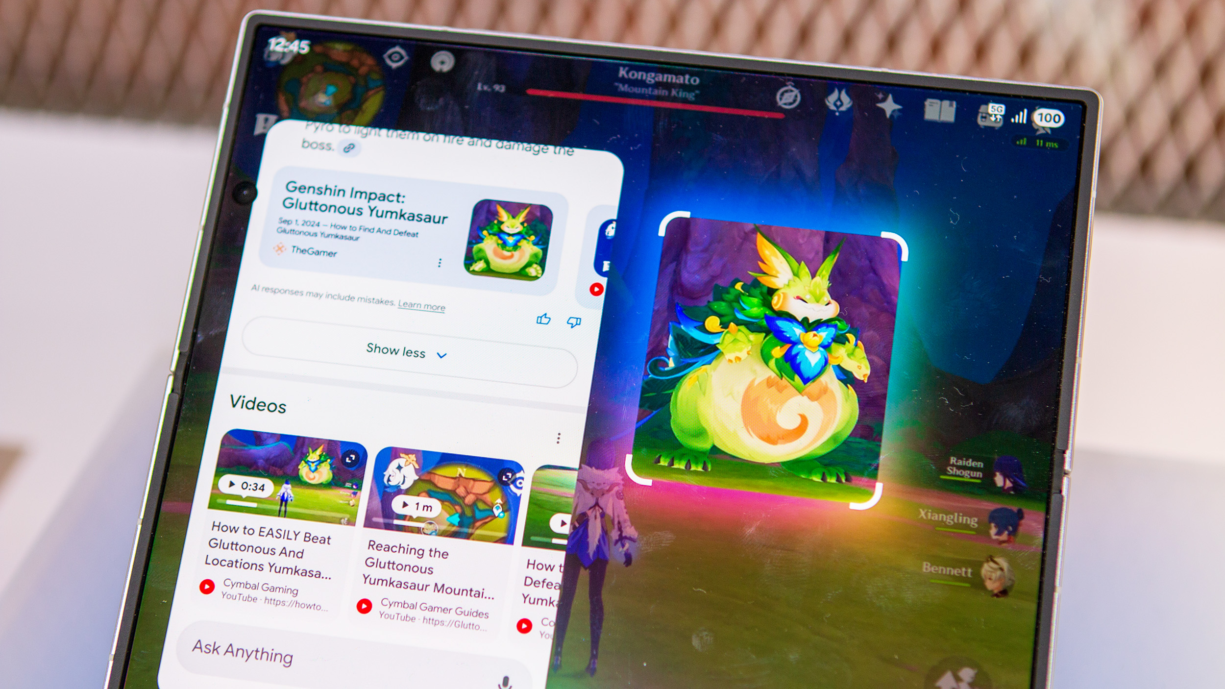 Samsung Galaxy Z Fold 7 Circle to Search mid-game hands-on