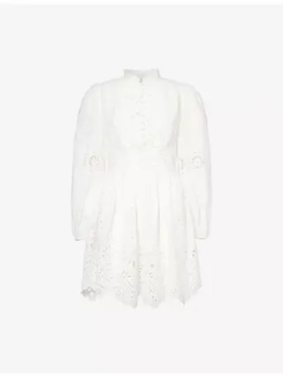 Acacia Embroidered Stretch-Woven Mini Dress