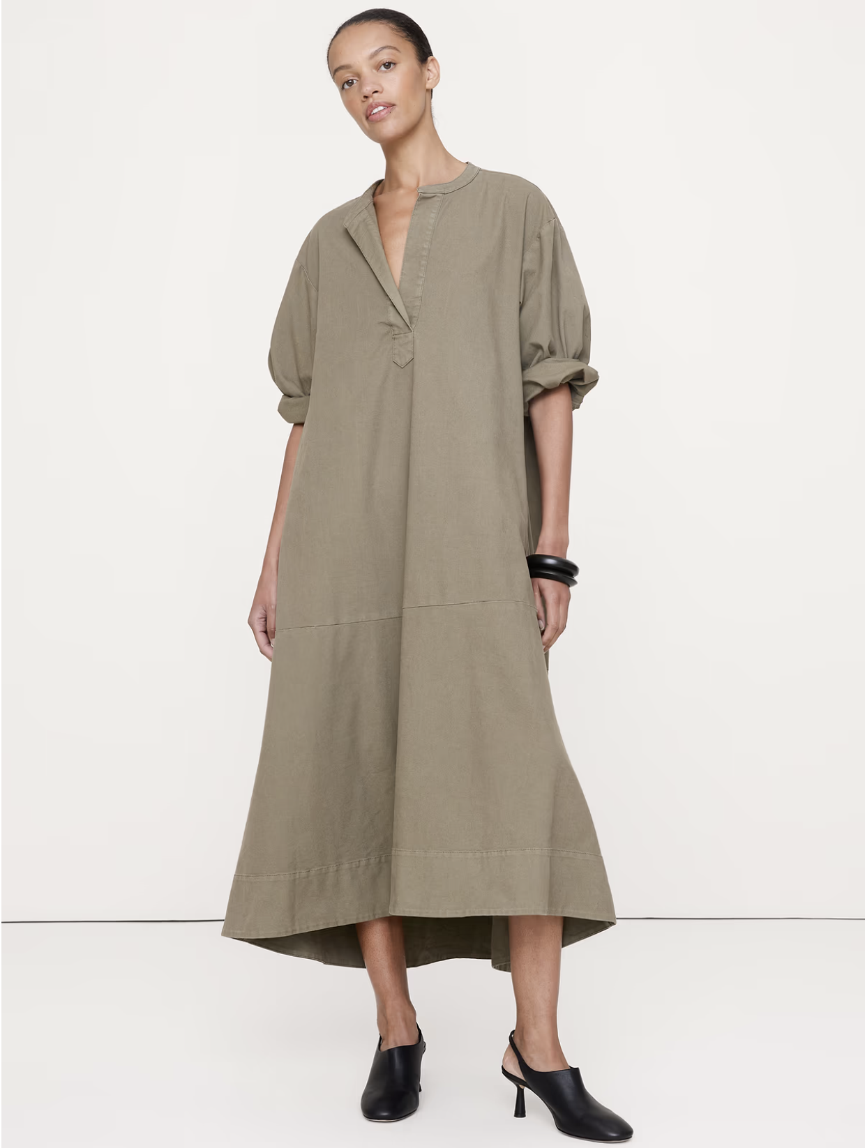 Banana Republic, Cotton Canvas Popover Maxi Dress