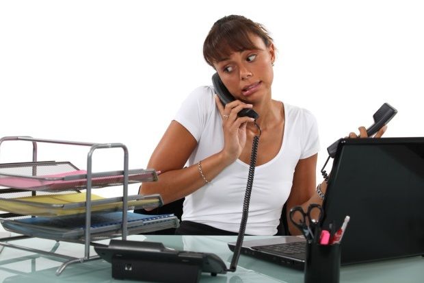 secretary, working through lunch