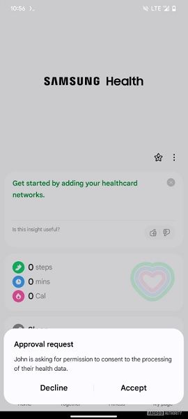 A Samsung Health app leak shows a "family health data" sharing feature is on the way.