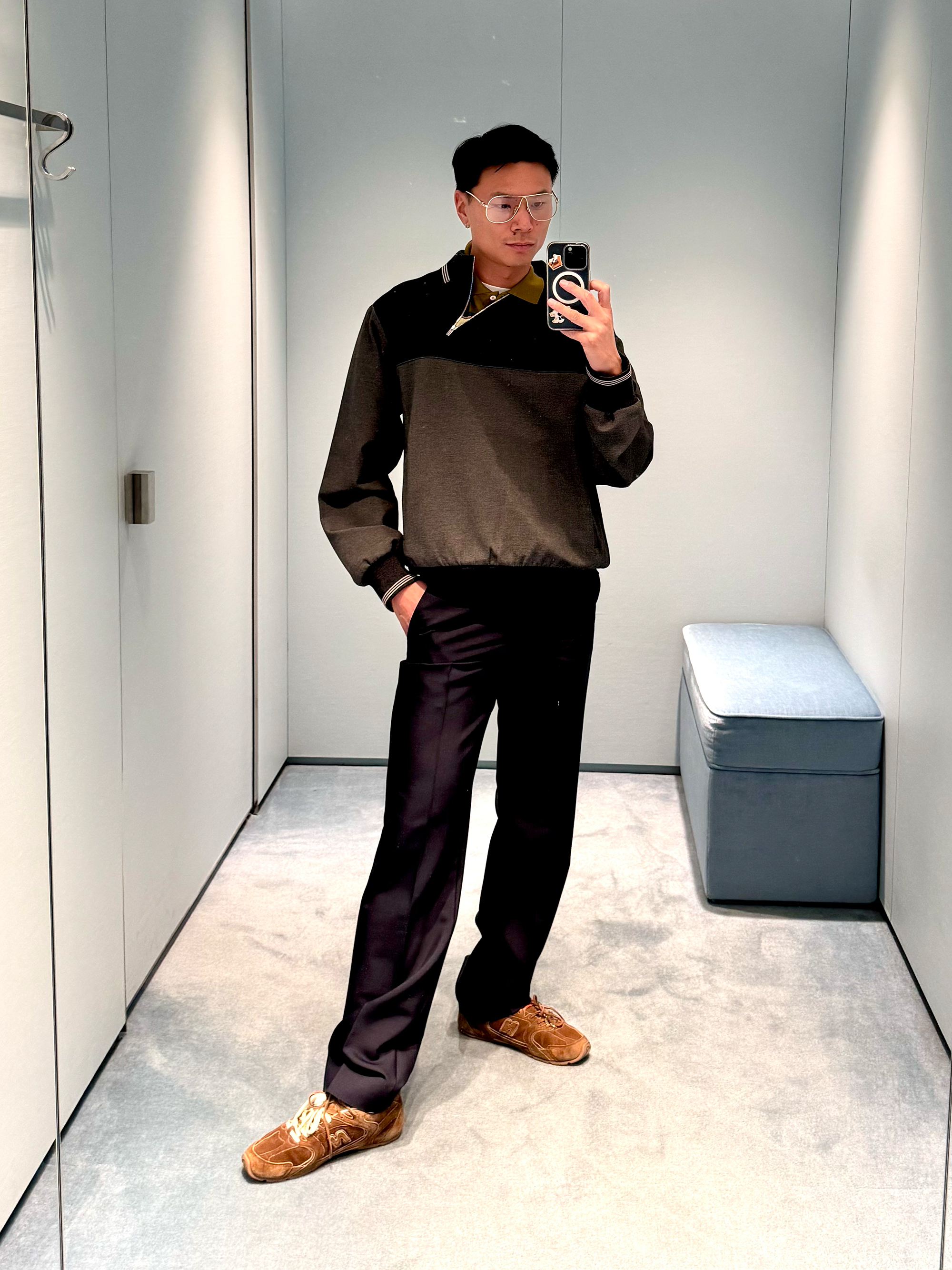Joseph Tang wearing the best Miu Miu clothes for men.