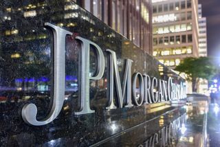 The JP Morgan logo outside its Wall Street offices