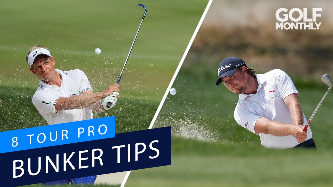 Luke Donald and Eddie Pepperell hitting bunker shots