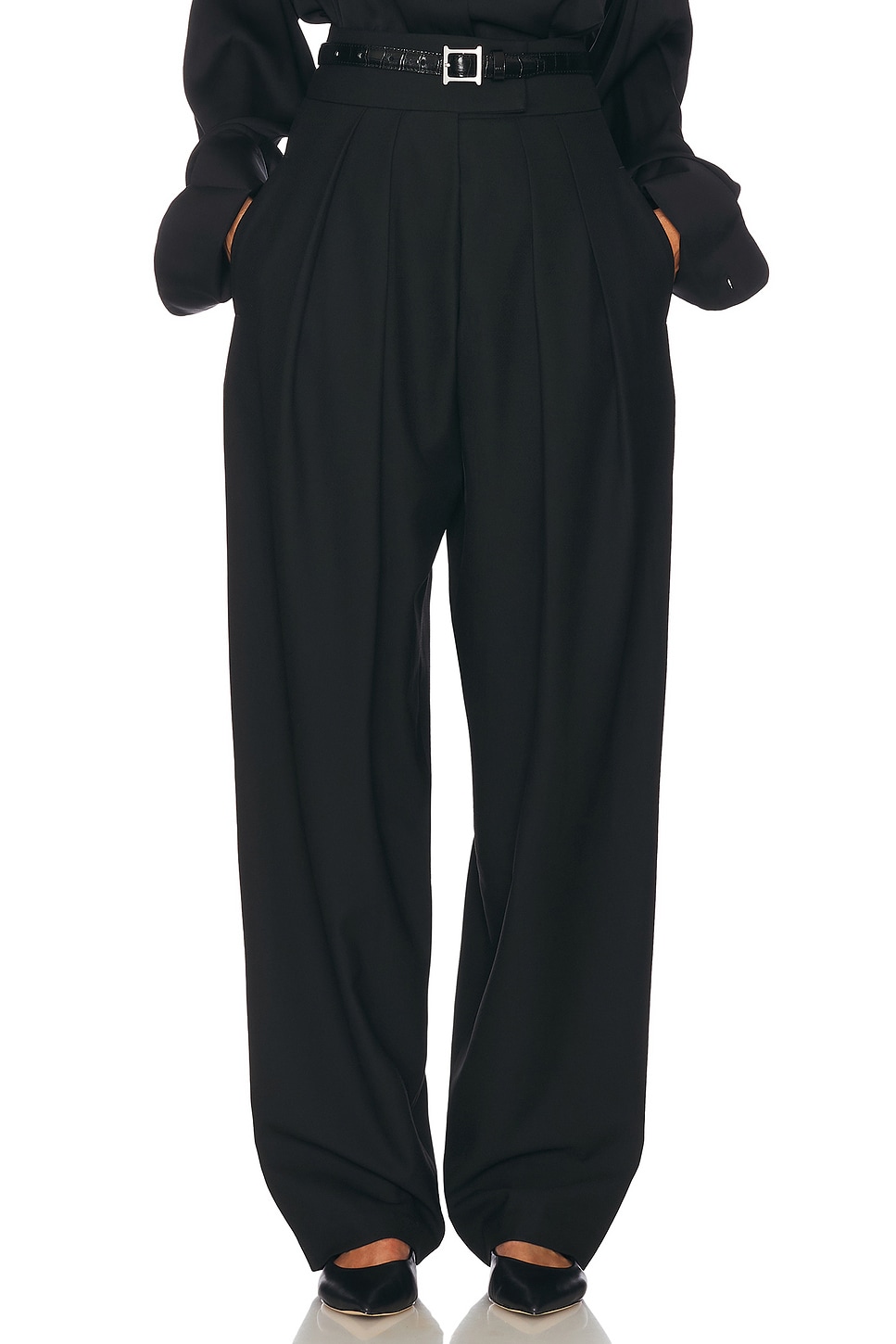 High Waist Pleated Suit Trouser