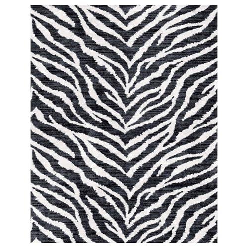 Gertmenian Indoor Easy-Care &amp;amp; Washable Area Rug &amp;ndash; 8x10 Large, Ideal for High Traffic Areas in Living Room, Bedroom, Entryway &amp;ndash; Safari Black White, 23281