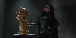 Hela and the fake Infinity Gauntlet in Thor: Ragnarok