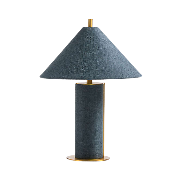 Remi Navy Linen Mini Table Lamp 15&quot;
