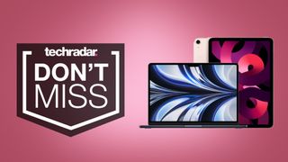 Apple MacBook Air m2 and iPad Air m1 on pink background