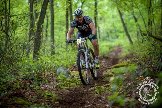 Kevin Maldonado rides down a descent on a trail new to the Trans-Sylvania Epic