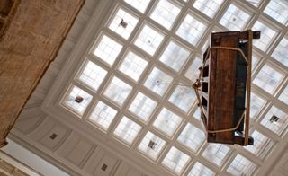 'The Piano', 2008. Originally conceived for the artist’s studio, this work has been hoisted from the ceiling of the museum’s Hall of Architecture