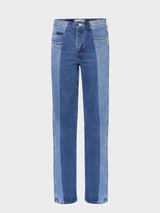 Mid Dark Blue Stovepipe Jeans