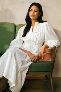 White Cotton Midi Shirt Dress | $113/£89 | Nobody's Child
