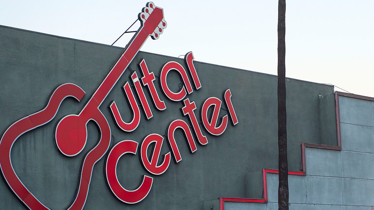 Guitar Center logo on storefront