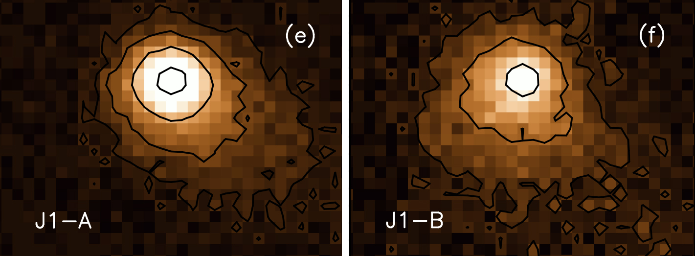 These observations of the two asteroid fragments that make up P/2016 J1 (called J1-A and J1-B) from May 15, 2016 show the central regions of the space rocks, as well as the diffuse blots of their dust tails.