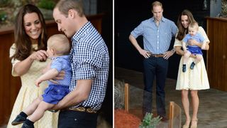 Two photos of Prince William, Kate Middleton and Prince George at a zoo in Australia