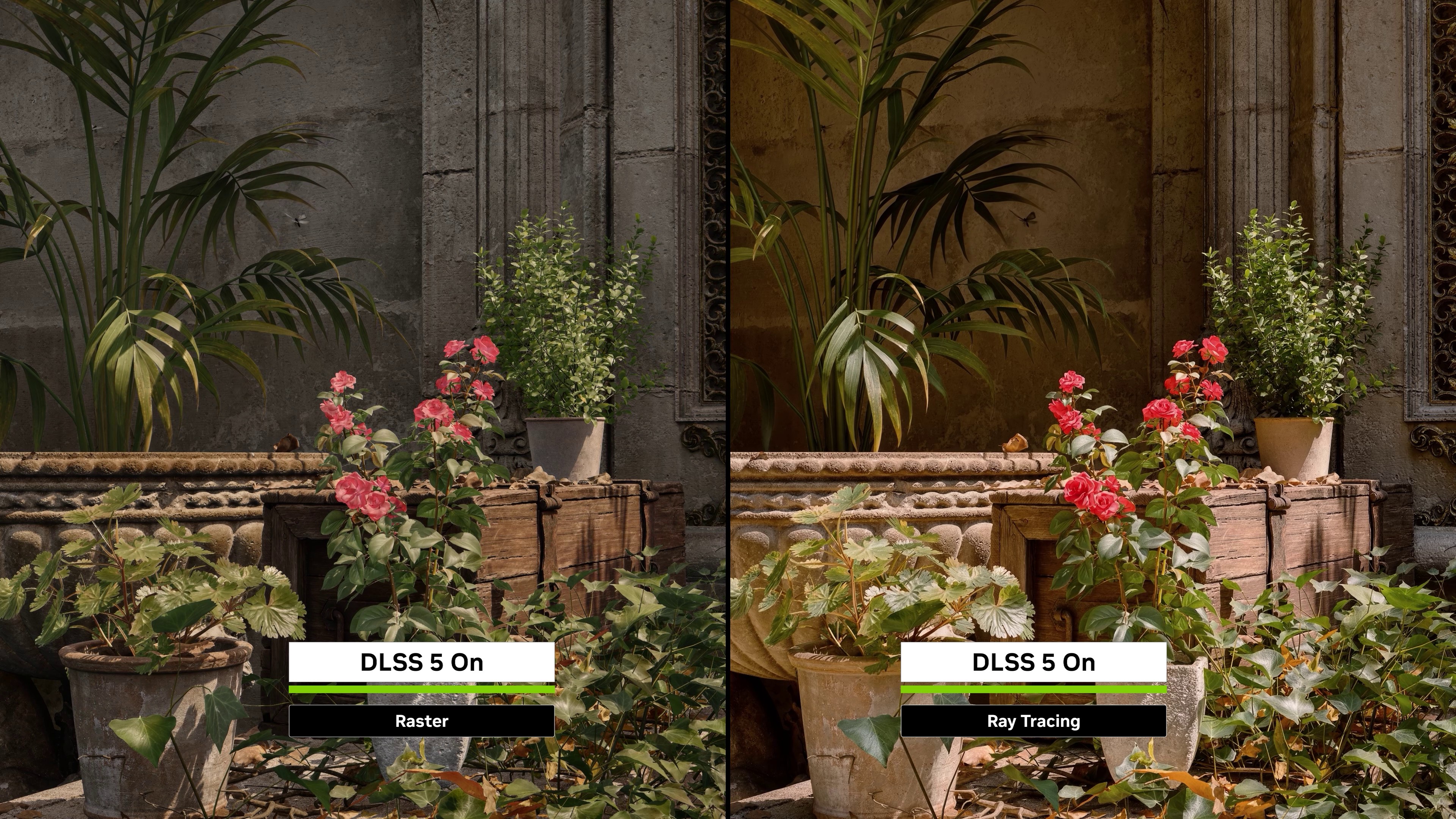 A DLSS 5 demo showing the visual results of the tech when used with ray tracing on and off