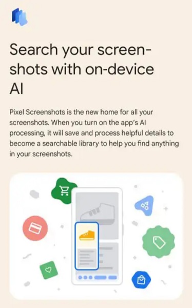새로운 "픽셀 스크린샷" 이 기능을 사용하면 사용자가 Google AI에 사진에 대한 정보를 요청할 수 있습니다.