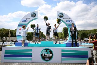 Cycling: 103th Tour de France 2016 / Women Race
Podium / Lotta EPISTO (FIN)/ Chloe HOSKING (AUS) / Marianne VOS (NED)/ Celebration /
Paris Champs-Elysees - Paris Champs-Elysees (89Km)/
Le Course by Le Tour / TDF / Â© Tim De Waele
