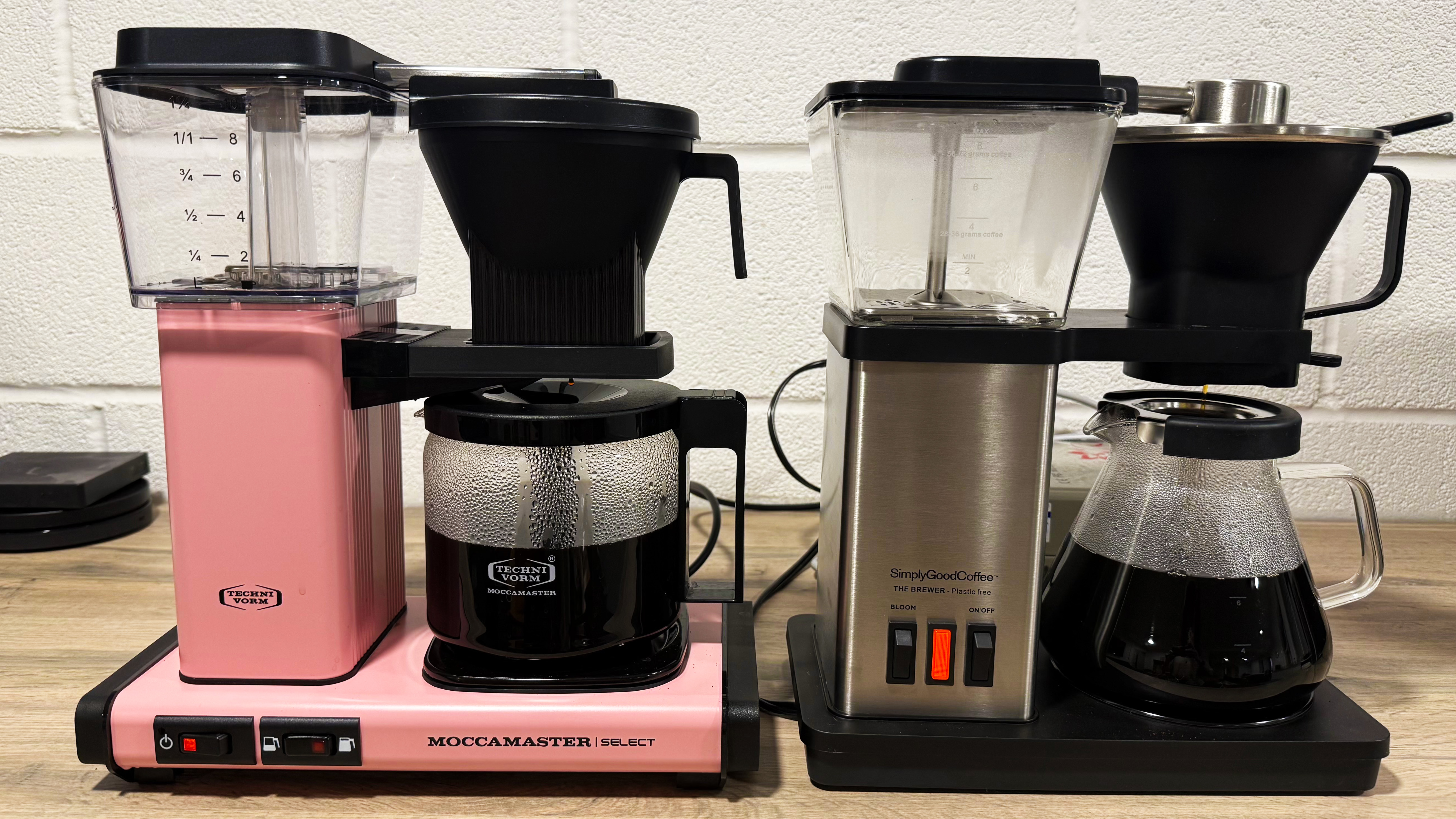 the moccamaster and simply good coffee plastic-free brewer side by side