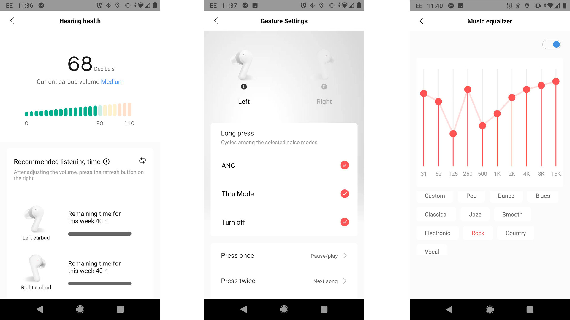 Amazfits Powerbuds Pro settings in the Zepp app