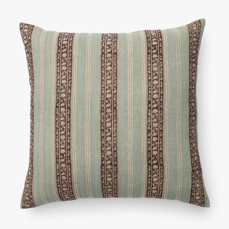 sage green and burgundy cushion