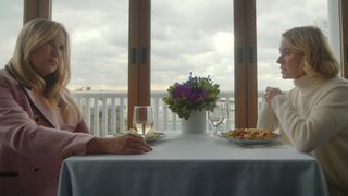 Jennifer Coolidge as Karen Calhoun, Naomi Watts as Nora Brannock in episode 104 of The Watcher
