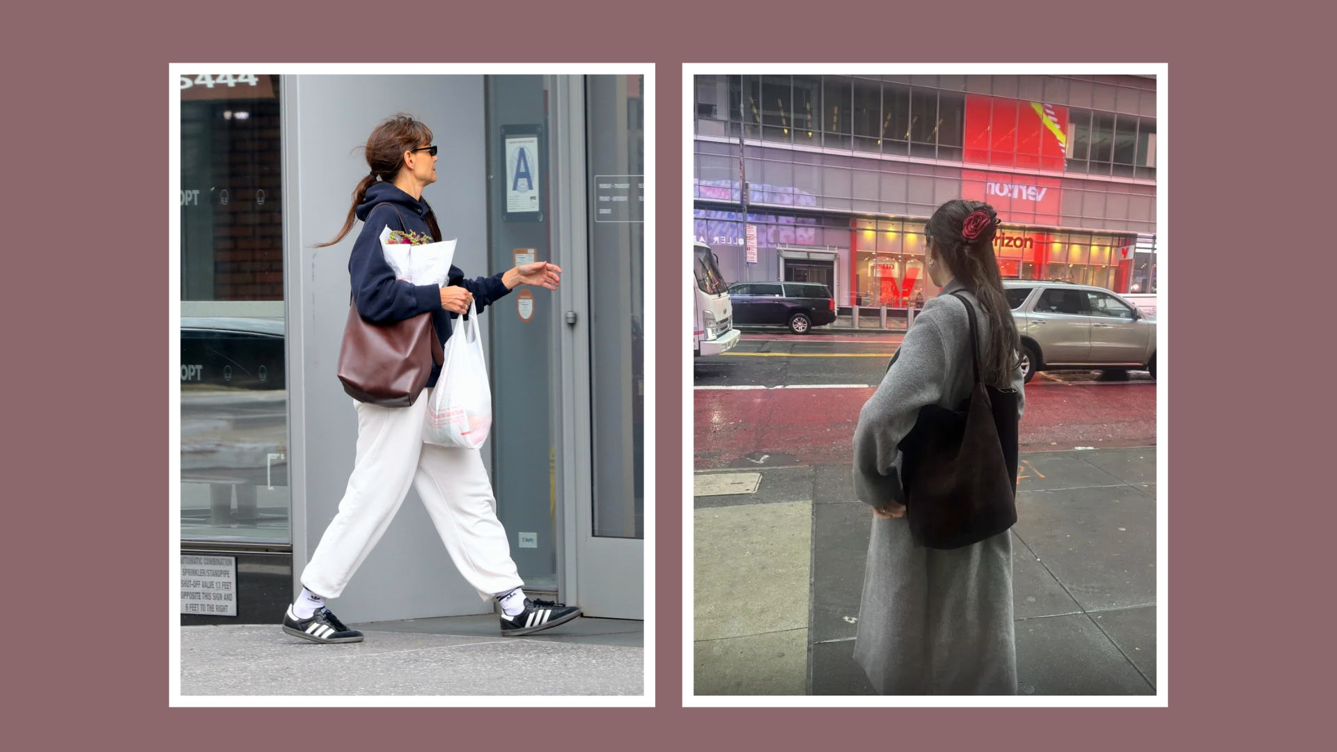 Katie Holmes and fashion features editor Emma Childs style Madewell&#039;s Essential Bucket tote